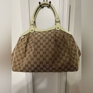 Authentic Gucci Monogram Medium Sukey Tote Off White